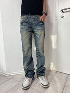 Japanese Cross "Glacier Grid" bootcut whisker denim