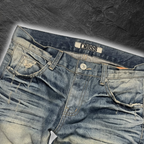 Japanese Cross "Glacier Grid" bootcut whisker denim