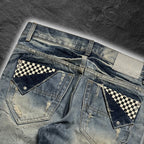 Japanese Cross "Glacier Grid" bootcut whisker denim