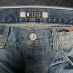 Japanese Cross "Glacier Grid" bootcut whisker denim