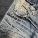 Japanese Cross "Glacier Grid" bootcut whisker denim