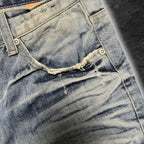 Japanese Cross "Glacier Grid" bootcut whisker denim