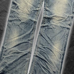 Japanese Cross "Glacier Grid" bootcut whisker denim