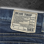 streetcave.eu EDWIN Blue Trip 503 Jeans mit charakteristischem Leder-Patch und kontrastierenden Nähten auf Denim