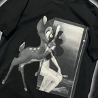 streetcave.eu schwarzes Baumwoll-T-Shirt mit surrealem Grafik-Print aus Animation und klassischer Ästhetik