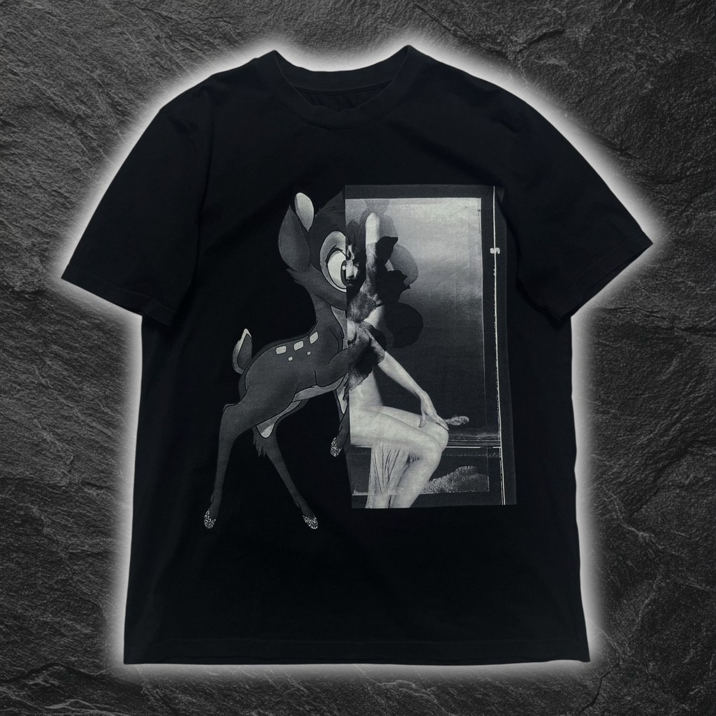 streetcave.eu schwarzes Baumwoll-T-Shirt mit surrealem Grafik-Print aus Animation und klassischer Kunst
