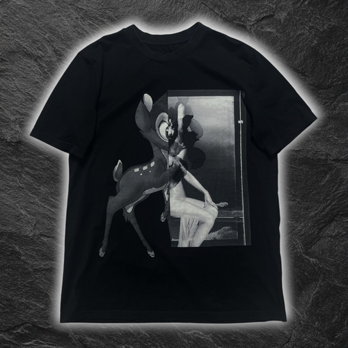streetcave.eu schwarzes Baumwoll-T-Shirt mit surrealem Grafik-Print aus Animation und klassischer Kunst
